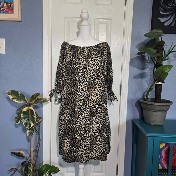 NWOT MPH Collection Women's Off The Shoulder Animal Print Midi Dress - Picture 14 of 14